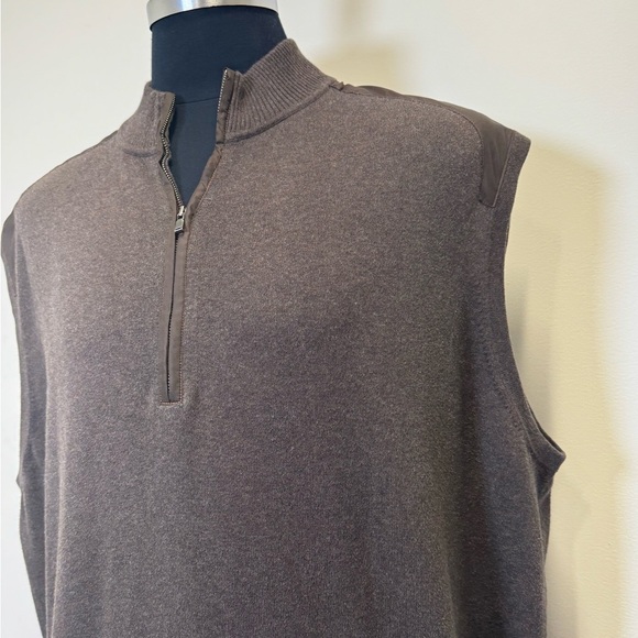 Cutter & Buck Brown Sleeveless 1/4 Zip Pullover Sweater Vest (3XT / 3X Tall) - Picture 5 of 11